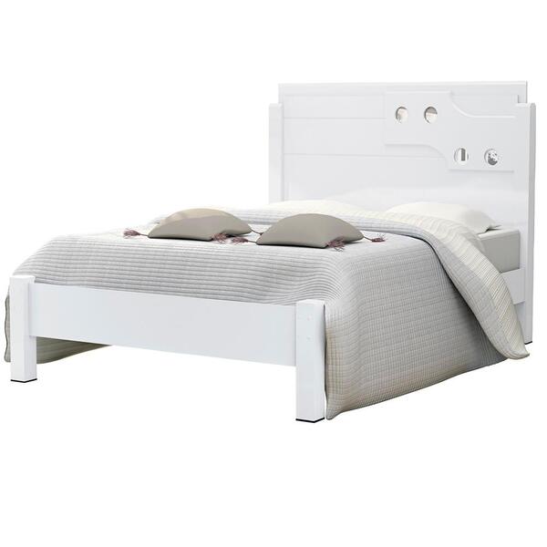 Cama Casal Luiza Detalhe Espelho Branca Vitamov
