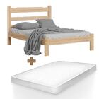 Cama Casal Madeira Crua Esmeralda Nemargi Com Colchão Casal H