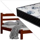 Cama Casal Madeira Esmeralda Castanho Nemargi Com Colchão Gaz