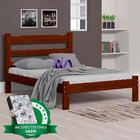 Cama Casal Madeira Esmeralda Castanho Nemargi Com Colchão Gaz