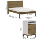 Cama Casal Madeira Maciça 02 Mesas De Cabeceira Milani Store