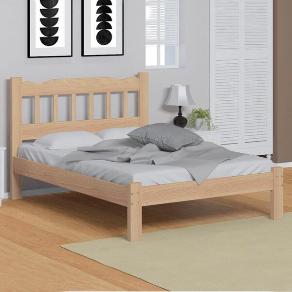 Cama Casal Madeira Maciça Crua Pérola Nemargi