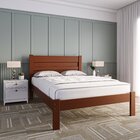 Cama Casal Madeira Maciça Lara  Castanho