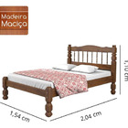 Cama Casal Madeira Maciça Palmo - Castanho