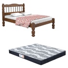 Cama Casal Madeira Maciça Palmo Castanho Com Colchão De Pro L
