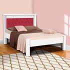 Cama Casal Mdf Branca Com Capitonê Vinho Mega Fênix Com Colch