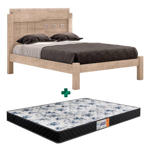 Cama Casal Mdf Leticia Amarula Framar Com Colchão Gazin Casal