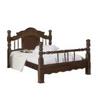 Cama Casal Mônaco de Madeira Maciça - Castanho