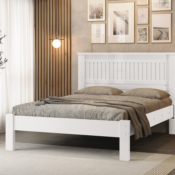 Cama Casal Mônaco Robusta Pés Reforçados Camas Fenix Branco