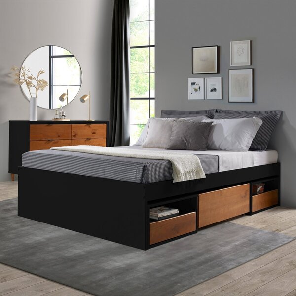 Cama Casal Multifuncional 145x194cm Kassie Cazarara Preto/mel