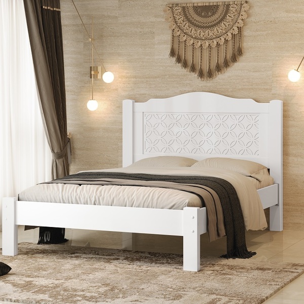 Cama Casal Munique Robusta Pés Reforçados Camas Fenix Branco