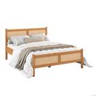 Cama Casal Padrão 140 X 190 Cm Cabeceira De Palhinha Madeira