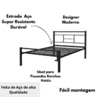 Cama Casal Padrão Aço Ferro Estilo Industrial Quarto Hotel