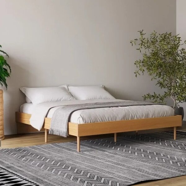 Cama Casal Pés Palito 100% Mdf   Freijó