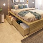 Cama Casal/queen Adulto Com 4 Gavetas Gades Yescasa Freijó