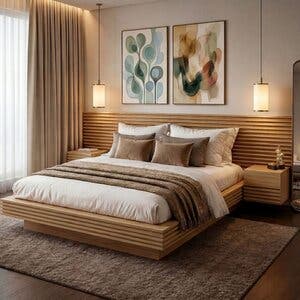 Cama Casal/queen Com Cabeceira E Mesa De Apoio Samambaia Cabecasa