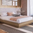 Cama Casal Queen Suspensa, Cabeceira E Mesas De Apoio 140/160