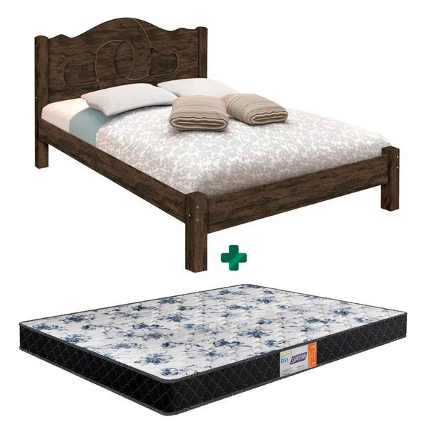 Cama Casal Resistente Mdf Siena Nogal Carmolar Com Colchão Ga