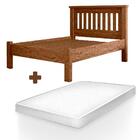 Cama Casal Rústica Com Estrado 100% Mdf Mega Castanho Com Col