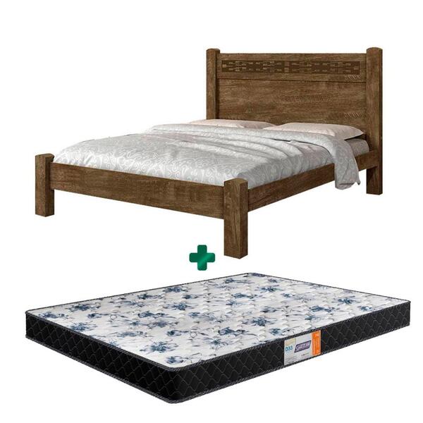 Cama Casal Rústica Reforçada Raissa Vj Móveis Castanho Wood C