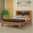 Cama Casal Virginia Mdf Nature Com Detalhe Preto + Colchão