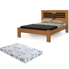 Cama Casal Virginia Mdf Nature Com Detalhe Preto + Colchão