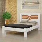Cama Casal Virginia Moderna Branco Com Nature + Colchão