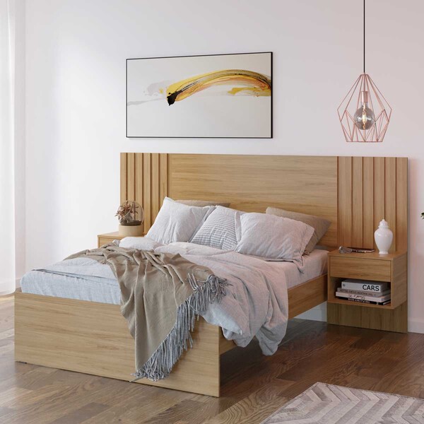 Cama Casal Zara Caramú C/ 2 Mesas De Cabeceiras - Robel Móveis