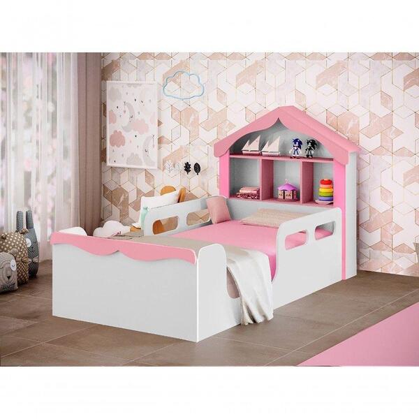 Cama Casinha Juvenil Montessori Branco/rosa Planet Baby