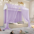 Cama Casinha Montessori Solteiro Mosquiteiro Lilás E Colchão