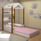Cama Casinha Montessoriana + Colchão Alice Branco E Mel