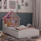 Cama Casinha Montessoriana Com Colchão Solteiro Branco Gelius