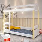 Cama Casinha Montessoriana Com Led E Colchão Solteiro Branco