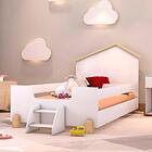 Cama Casinha Montessoriana Infantil Com Escadinha Branco Ayla