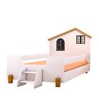Cama Casinha Montessoriana Infantil Com Escadinha Branco Pret