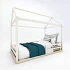 Cama Casinha Solteiro  Branco Acetinado