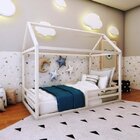 Cama Casinha Solteiro  Branco Acetinado