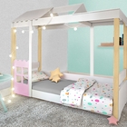 Cama Cassidy Solteiro Branco/rose Com Colchão E Led