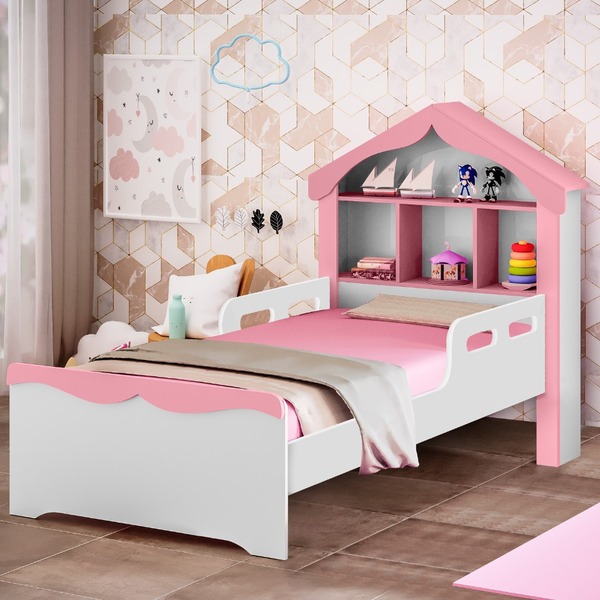 Cama Castelinho Rainha Solteiro Menina Proteção Lateral Com C