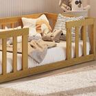 Cama Cercadinho De Chão Infantil Montessoriana Nogueira Com C