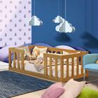 Cama Cercadinho De Chão Infantil Montessoriana Nogueira Com C