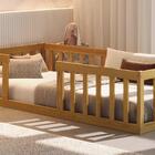 Cama Cercadinho De Chão Solteiro Nogueira Com Colchão Taron S