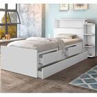 Cama Com Auxiliar Solteiro Gavetas E Baú Branco
