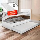 Cama Com Baú Solteiro Com Auxiliar E 2 Colchões Larissa Branc