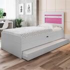 Cama Com Baú Solteiro Com Auxiliar Larissa Branco Rosa Framar