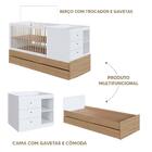 Cama Com Cômoda E Gavetões 3 Em 1 Aveiro Oak Branco Judith Sh