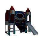 Cama Com Dossel E Escorregador 2 Torres Morterone Azul Com Co