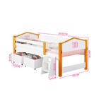 Cama Com Escadinha Infantil Solteiro Branco Rosa Elza Divaloto