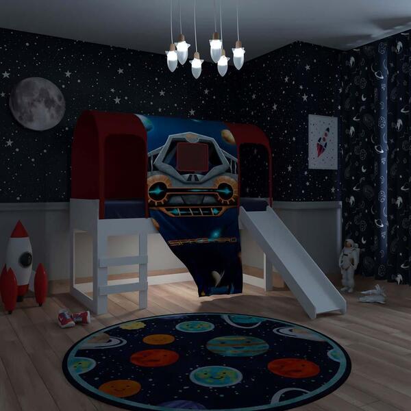 Cama Com Escorregador Com Dossel Com Leds Lavigne Azul Com Co