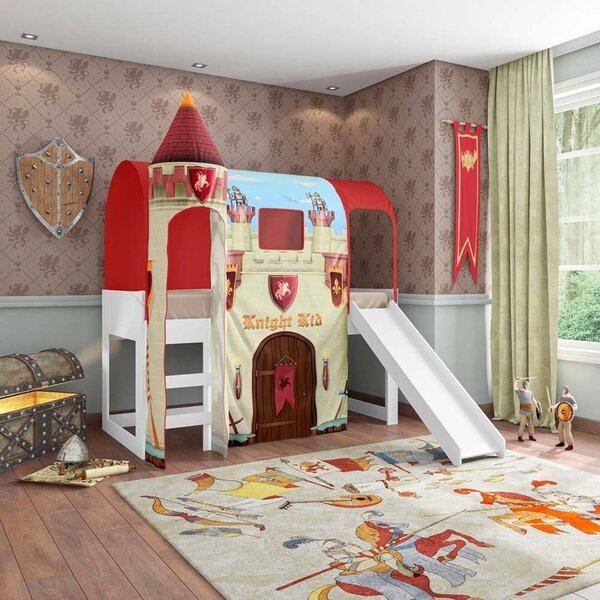 Cama Com Escorregador Joy Com Dossel Forte 1 Torre E Luz De L